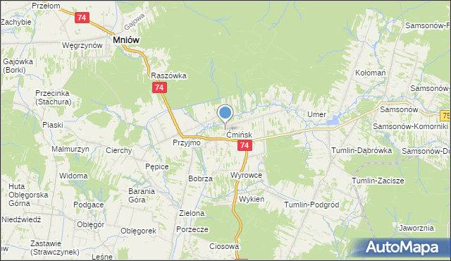 mapa Ćmińsk, Ćmińsk na mapie Targeo
